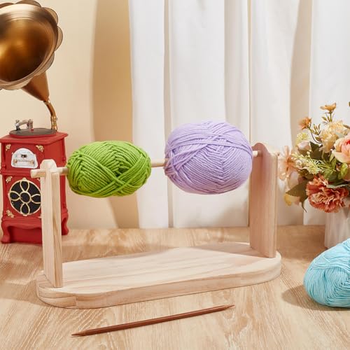 Image of OLYCRAFT Wooden Crochet Yarn Holder 1.3x0.5x0.6 Inch Ribbon Organizer Rack Storage Holder Single Revolving Yarn Storage for Crochet Handmade Wooden Yarn Dispensers Crochet Tools
