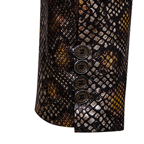 Suit Coats For Men Formal Slim Fit Snakeskin Print Jacket Fashion Casual One Button Single Breasted Blazer Novelty Yellow #TOP4
