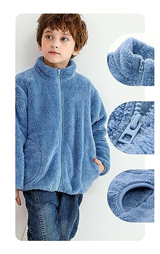 Kids Fleece Zip-up Jacket, Toddlers Warmth Outwear Coat, Boys Girls 3-12 Years4