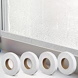Pushglossy 4 Rolls 1.18"x157" Window Condensation Absorber Strips Weather Stripping Self Adhesive Moisture Absorbent Tape for Windows Water Barrier Seal, Reusable, Prevents Condensation(Beige)