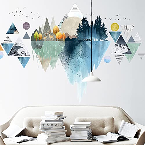 Prabahdak Abstract Mountain Wall Sticker Geometry Ink Painting Wall Sticker Nordic Style Nature Landscape Wall Decals Sticker For Home Office Background Nursery Decor #TOP2