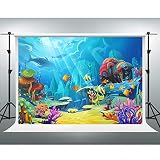 7x5ft Underwater World Backdrop Cartoon Colorful Sea Photography Backdrop Fantasy Underwater World K