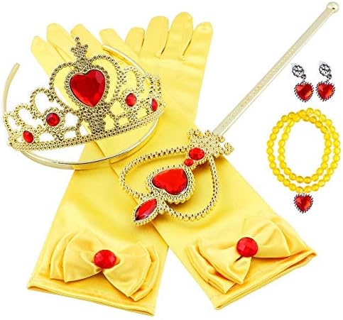 Vicloon Elsa Set, Ice Princess Set, Princess Dress Up Accessories with 2x Gloves + 1x Magic Wand + 1x Elsa Crown + 1x Necklace 2-9 Years