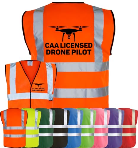 Corporate Togs CAA Licensed DRONE PILOT Hi-Vis Safety Vest - UAV Operator Hi Vis Vest with Reflective Strips, EN IS0 20471 Class 2 Compliant | Safety Apparel