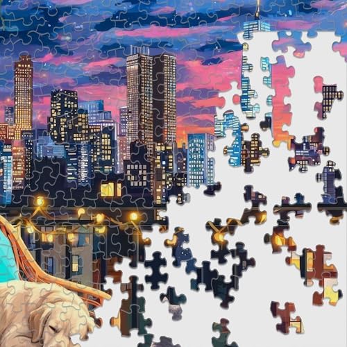 Springbok Cozy Nights & City Lights Rompecabezas de 500 Piezas para Adultos – Paisaje Urbano desde Azotea Acogedora – Póster Incluido – Piezas Cortadas Únicas – Hecho en USA miniatura 6
