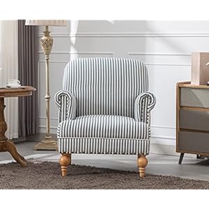 Kmaxlinenaccentchairmidcenturymodernsofachaircomfyloungechairarmchairupholsteredreadingclubchairwithsoildwoodlegsforlivingroombedroombluestripe Urban Country Home Decor Kmax linen accent chair mid century modern sofa chair comfy lounge chair armchair upholstered reading club chair with soild wood legs for living room bedroom blue stripe urban country home decor