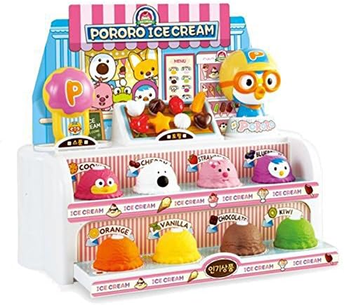 Pororo Ice Cream Shop Play Set, Scoop and Stack Ice Cream Cone Pretend Play Set / Pororo Little Penguin Korean Animation