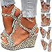 Orthopedic Sandals For Women Arch Support,Sandals For Women Leopard Print Pattern Platform Sandals Wedge Ankle Strap Open Toe Sandals,Espadrille Wedge Sandals For Women