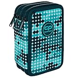 CoolPack 3-Fach Mäppchen Federmappe Federtasche XXL Federtasche Federmappe 3-Fach Schulstiftetui, dreifaches Federmäppchen 44-teilig gefüllte Schüleretui 3-stöckig Motiv: Market, Blau, E67527