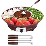 IEBIYO Chocolate Melting Pot Electric Chocolate Fondue Pot Set 3-Section Food Trays with 6pcs Dipping Forks Perfect for Cheese Dessert...