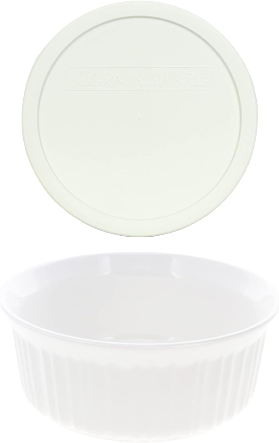 CorningWare FS5 1.5qt Round French White Casserole Dish & F-5-PC 1.5qt French White Plastic Lid