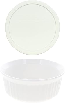 CorningWare FS5 1.5qt Round French White Casserole Dish & F-5-PC 1.5qt French White Plastic Lid