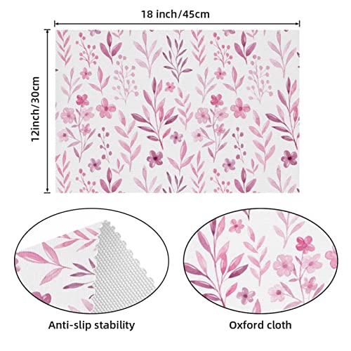 Set de table anti rayure et chaleur lot de 6 sets de table fleurs roses antidérapants - 5