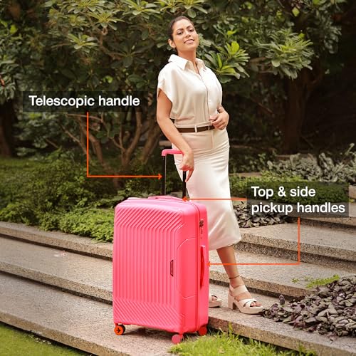 Image of Nasher Miles Coorg Hard-Sided Polypropylene Luggage Set of 2 | 55cm & 65cm | 8 Wheels Small & Medium Trolley Bag for Travel | Suitcase (Paradish Pink)