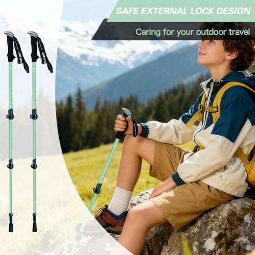 Hiking Trekking Poles for Kids, 2 Pack Anti Shock, Adjustable, Collapsible Hiking Poles for Trekking or Walking, Lightweight Aluminum Sticks - Image 6