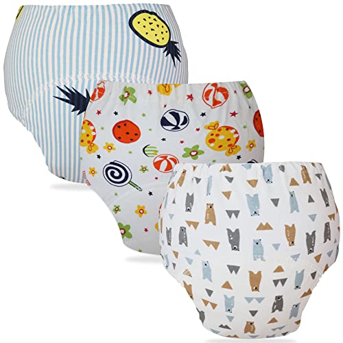 Image of Bembika Baby Training Pant Soft Cotton Reusable Potty Training Pants For Kids Leak-Resistant, Padded Underwear For Babies To Support Diaper Free Transition (M Size For 12-18 Months Pack Of 3)