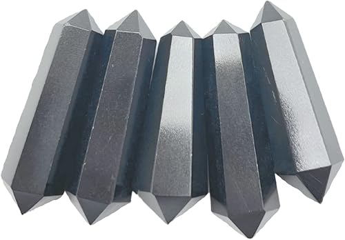 GEMSCITE 5 piezas de jaspe negro de doble terminación de cristal curativo para la fabricación de joyas, collar, envoltura de alambre, rejillas de