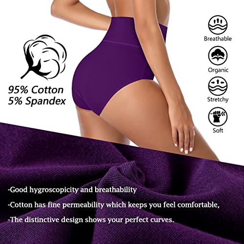 K-CHEONY Women's Underwear, High Waist Cotton Breathable Full Coverage Panties Brief Multipack Regular and Plus Size (Dark Assorted, 5 Pack, Medium) - Thumbnail 4