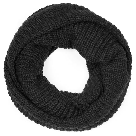 styleBREAKER Bufanda de punto fino unisex, bufanda tubular de un solo color, bufanda de invierno de canalé, bufanda en bucle 01018112, color:Negro
