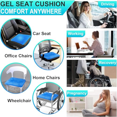 Image of Square Egg Seat Cushion for Long Sitting, (2.4 Inch Extra Thick) Soft & Breathable EggCushions for Pressure Relief, Chair Cushion for Hip Pain, Wheelchair with No Pressure Points-Blue,1PCS