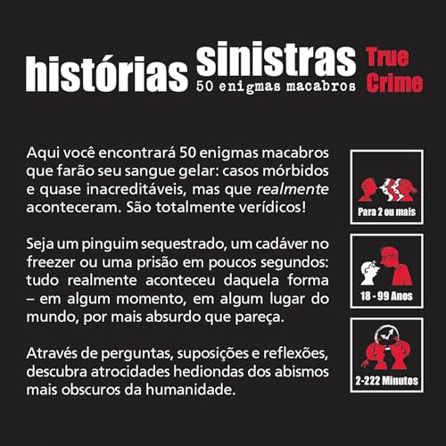 Galápagos, Histórias Sinistras: True Crime (Black Stories: True Crime), Jogo de Cartas para Amigos,
