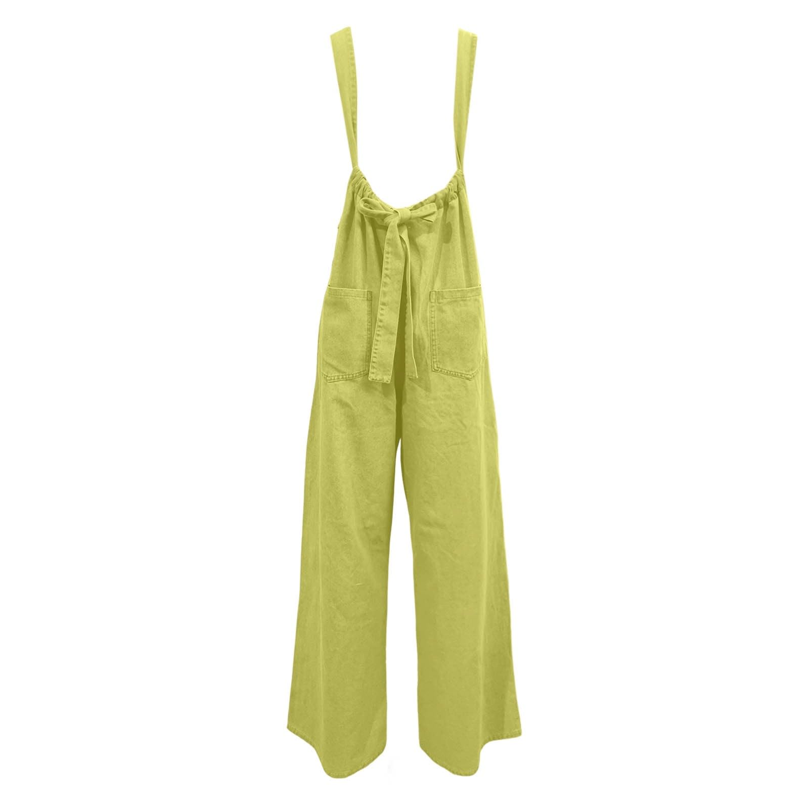 Combinaison d'été en jean sans bretelles pour femme, jambes larges et coupe ample confortable, avec ceinture à nouer ajustable, parfaite pour les journées chaudes et les sorties décontractées