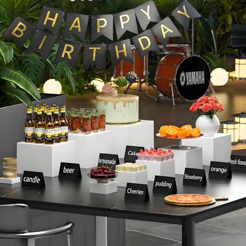 RETON 8 Stück Buffet-Erhöhungen, Acryl Lebensmittelerhöhungen für Buffettisch, 3x4x5x6x7x8x9x10 Zoll, weißes Lebensmittelständer Set mit hohlen Böden, Würfelboxen für Kuchen Hochzeit Party