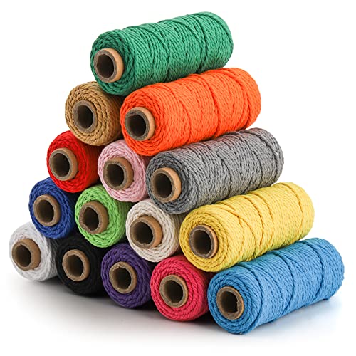 Zeayea 15 Rolls Macrame Cord, 2Mm X 480 Yards Natural Cotton Twine String Cord, 3 Strand Twisted Soft Macrame Rope For Artworks, Wall Hanging, Plant Hangers, Crafts, Knitting, Wrapping String #TOP7