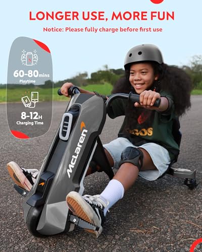 Image of 24V Electric Go Kart for Kids Age 6-12, 360 Spin Drift Cart, Black