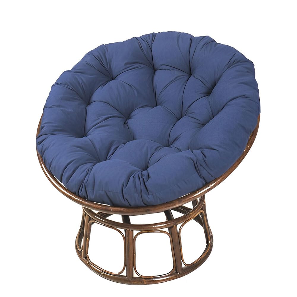 Surwin Papasan Chair Cushions, Thick Round Chair Cushions Hammocks Swing Pads, Papasan Round Chair Cushions with Fixing Straps, Indoor Egg Chair Cushion (70x70cm,Navy Blue)