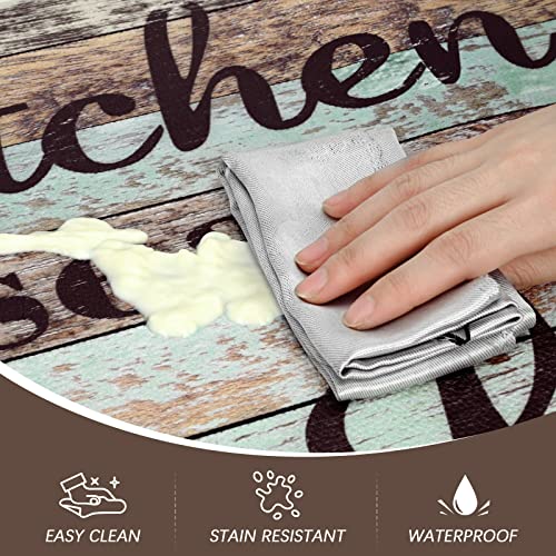 Farmhouse Kitchen Mats Sets 2 Piece Memory Foam Kitchen Rug Waterproof, Rustic Wooden Kitchen Rugs And Mats For Home Office, Non Slip Cushioned Anti Fatigue Comfort Mat, Farmhouse Kitchen Decor #TOP3