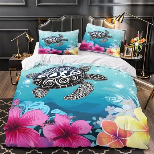 Housse de couette effet 3D de qualité supérieure en microfibre ultra douce design tortues marines