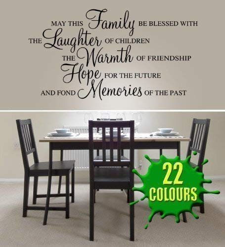 Wonderous Wall Art May This Family Be Blessed-Wall - Adhesivo Decorativo para Pared (tamaño Mediano), Color Negro