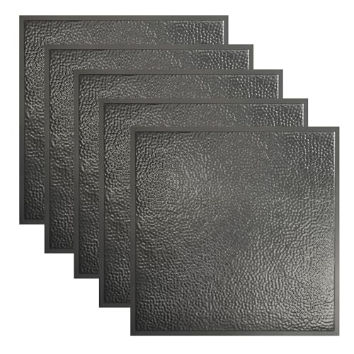 Great Lakes Tin Chicago Argento 2ft x 2ft Lay in Ceiling Tiles - Perfect for DIY and Home Renovation Projects - Easy to Install (5 Pack)