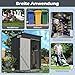 COSTWAY Gartenhaus Metall, 150 x 90,5 x 185 cm | 1,5 m³, Gerätehaus mit Pultdach & Tür, Geräteschuppen abschließbar, Gartenhütte Gartenschuppen, Garten Schuppen Outdoor (Dunkelgrau)