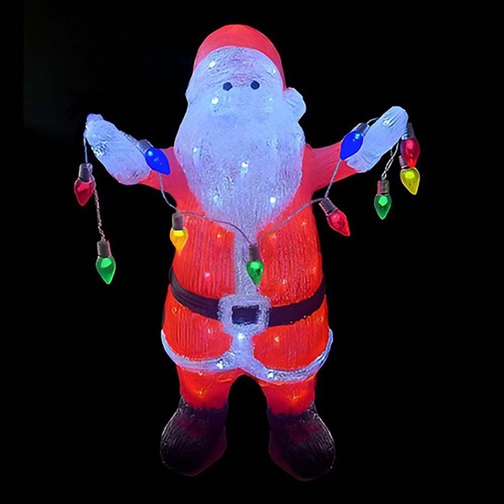 Babbo Natale rosso H 60 luminoso Illuminato con 80 luci led per Interno Esterno Decorazione Natalizia casa giardino eventi