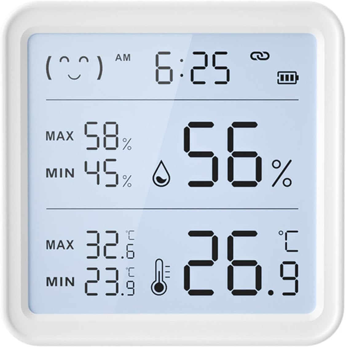Intelligent BT Wireless Temperature and Humidity Sensor Meter with High Accuracy Measurement Sensitivity Ultra-Low Power Consumption One-Button Refresh Fast Response APP Alarm Custom Scene Setting Rem