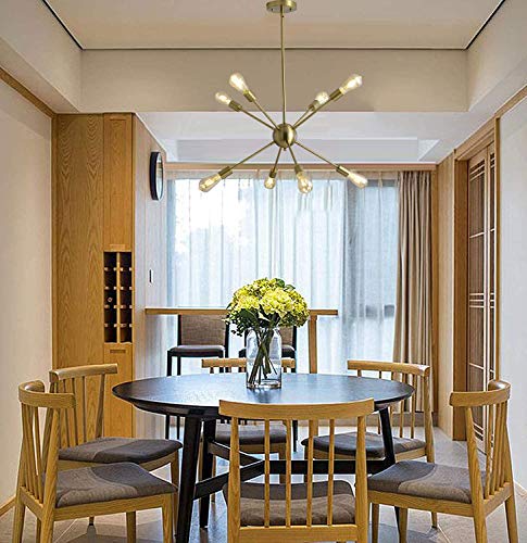Susvqlxg Gold Sputnik Chandeliers 8-Light Modern Pendant Light With E26 Base Adjustable Vintage Ceiling Light Fixture For Kitchen Dining Room Living Room Bedroom Hallway #TOP4