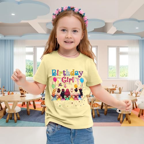 Image of Birthday Girl Shirt Kids Birthday Princess T-Shirt Toddler Girls Birthday Party Tee Cute Birthday Family Tee Tops
