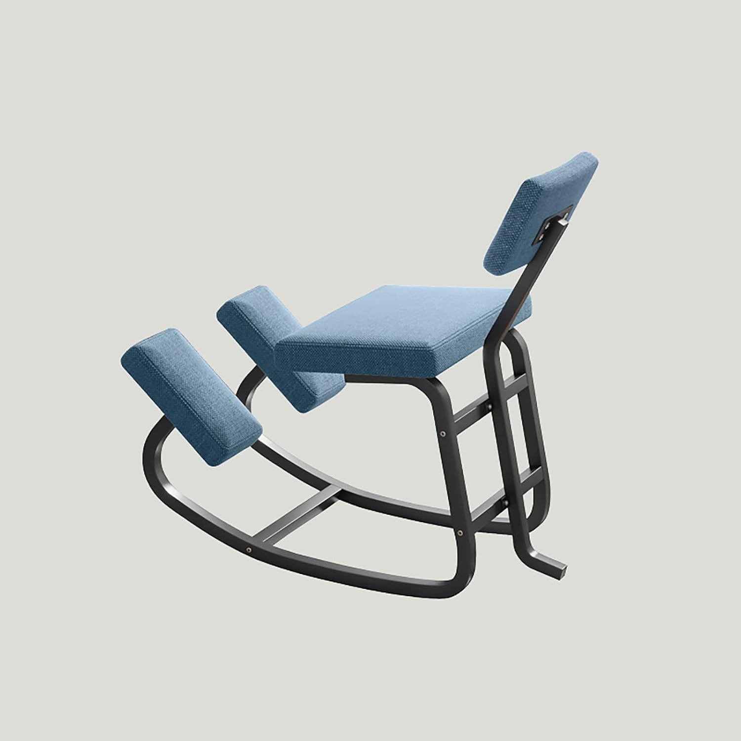 Innovative Metal Chairs, Ergonomic Stools, Sitting Posture Correction Chair, Kneeling Study Office Chair for Dining Room Bedroom Office Classroom Desk(Black Frame, Blue 2)