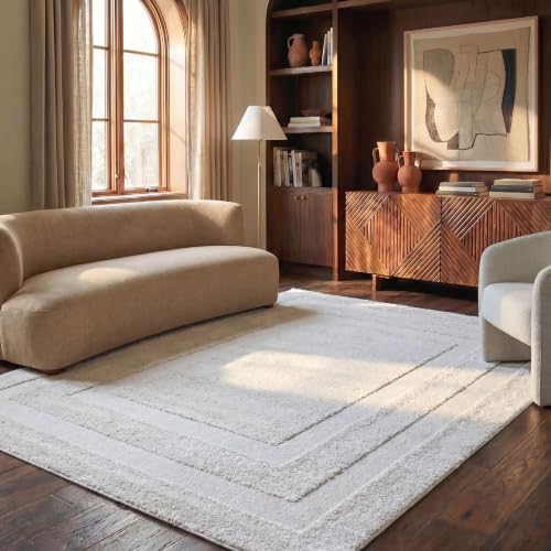 SAFAVIEH Area Rug 8x10 - Florida Shag Collection - Large - Creme ...