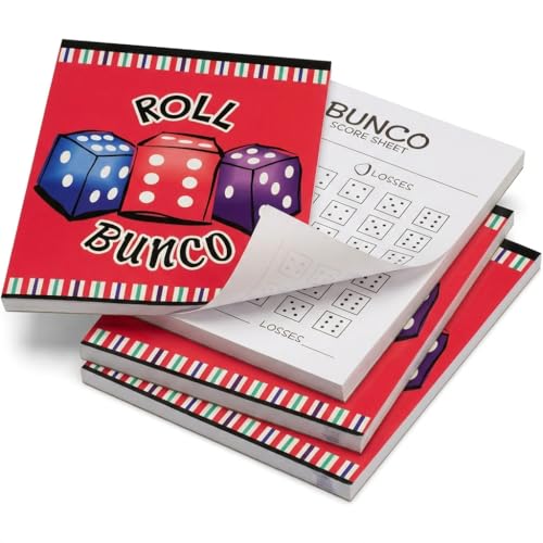 Bunco Score Sheets - 3 Tablets with 50 Sheets Each. Colorful Roll Bunco Score Pads for Up to 6 Rounds