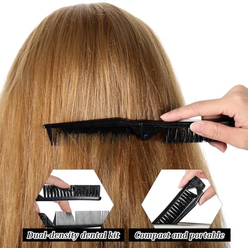 Pack 2 Peines Plegables de Doble Diente Negro Compacto miniatura 3