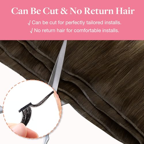 Image of GOO GOO Genius Weft Hair Extensions Human Hair, Sew In Weft Extensions, Seamless Blend & No Bulk Flat, Natural Volume for Women, 4 /27 /4 Balayage Chocolate Brown to Caramel Blonde 14 Inch 50g
