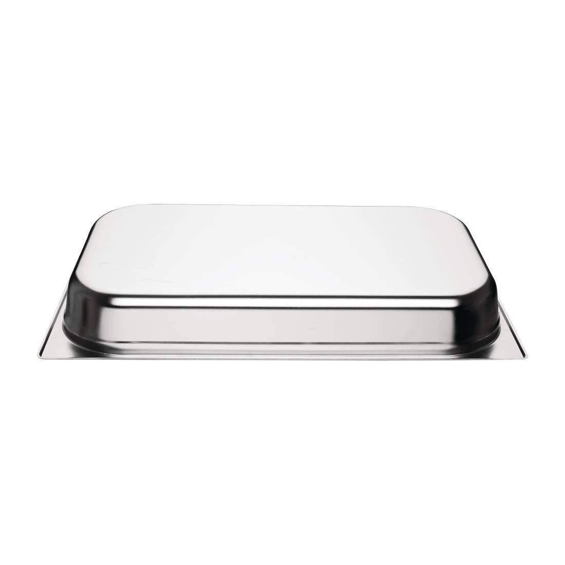 NISBETS Essentials GN 1/1 - Juego de 3 sartenes de acero inoxidable 1/1, aptas para lavavajillas, 9 L, 65 x 530 x 325 mm, color plateado