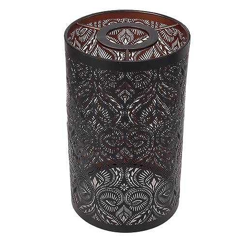 Gsycle Lamp Shade, Metal Straight Round Pattern Lampshade Hollow Carving Lamp Shade Detachable Decorative Nightstand Lamp for Home