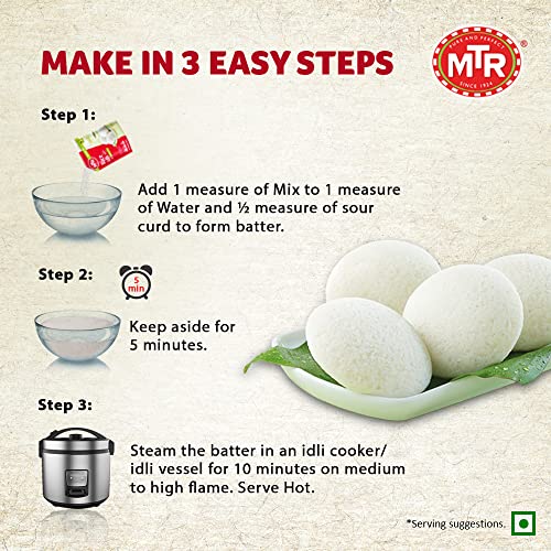Image of MTR Rice Idli Mix - Breakfast Mix | Quick Breakfast | Instant Ready to Cook Mix | Ready-To-Make South Indian Breakfast | 500g (Pack of 3)