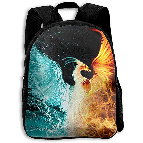 Bolsa para La Escuela,Mochilas para El Tiempo Libre,Jardín De Infantes,Mochila Ajustable para Niños Fire Ice Phoenix,Mochila Impermeable,Mochila Informal Oxford