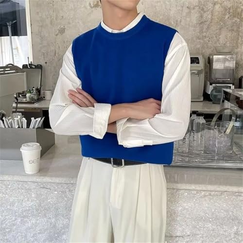 Men's Clothing Sleeveless Waistcoat Knit Sweater Vest Japanese Retro Simple Warm Vest4