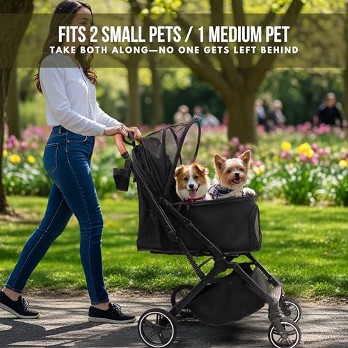 image for Bicystar Pet Stroller for Small Medium Dogs Cats Up to 45 lbs, Travel 